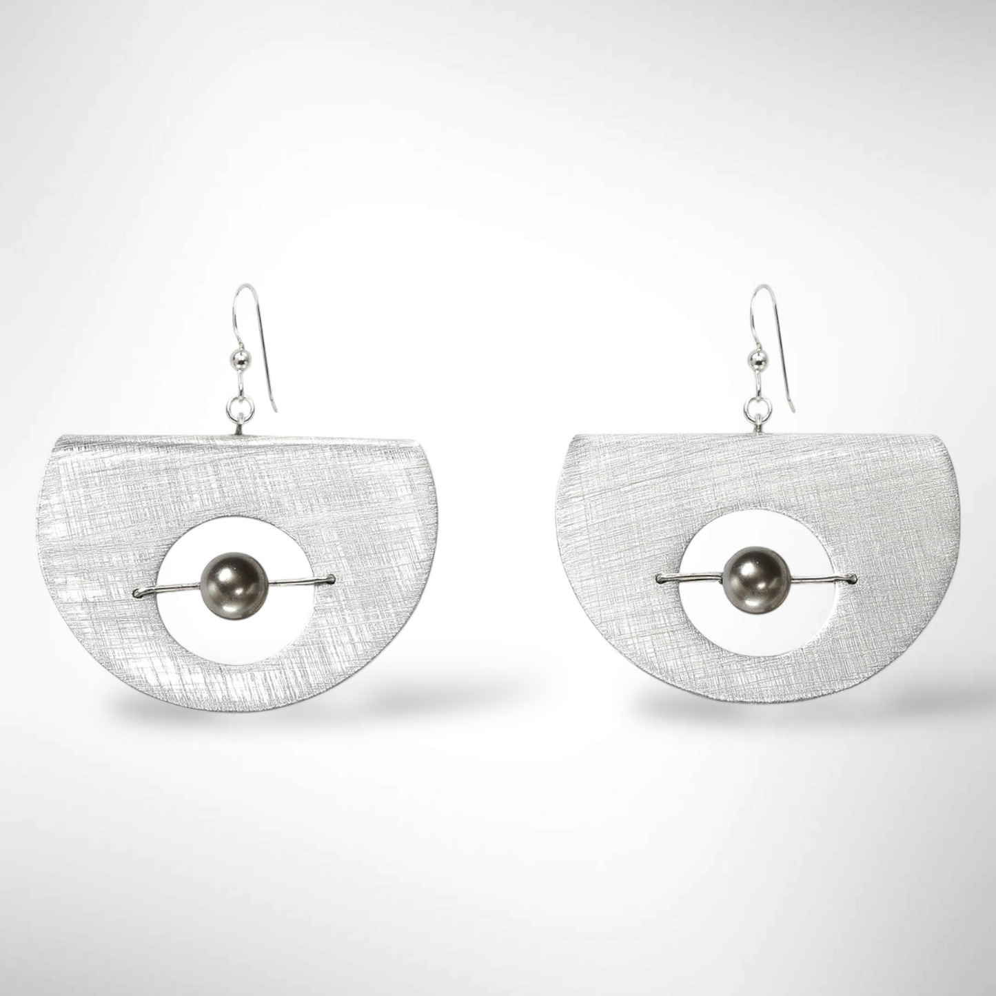 AXIS FOLD Contemporary Metal Dangle Earrings with Suspended Stone from the LIMINAL Collection