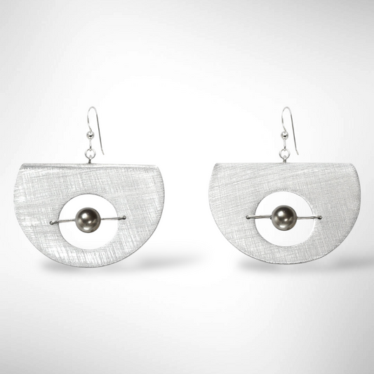 AXIS FOLD Contemporary Metal Dangle Earrings with Suspended Stone from the LIMINAL Collection