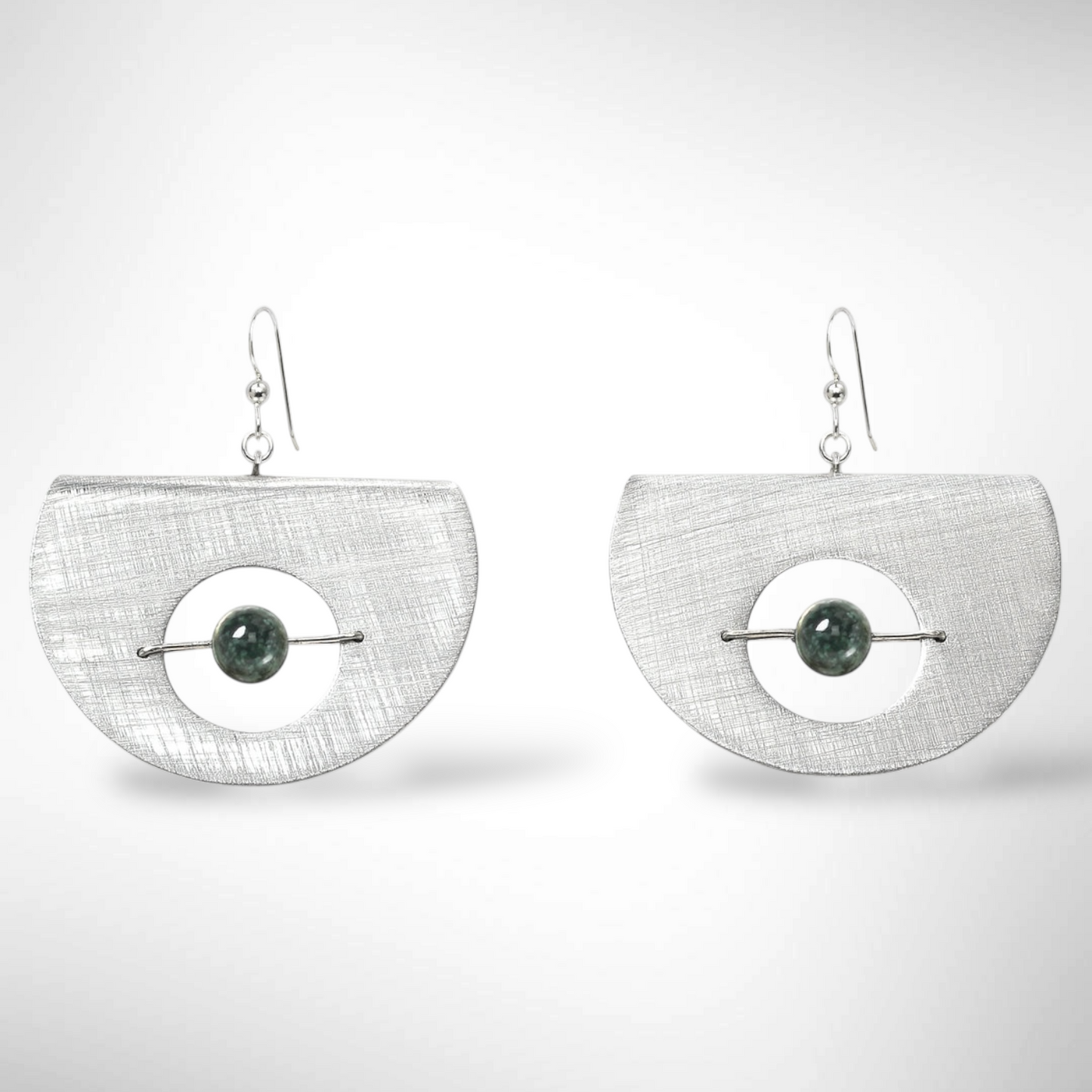 AXIS FOLD Contemporary Metal Dangle Earrings with Suspended Stone from the LIMINAL Collection