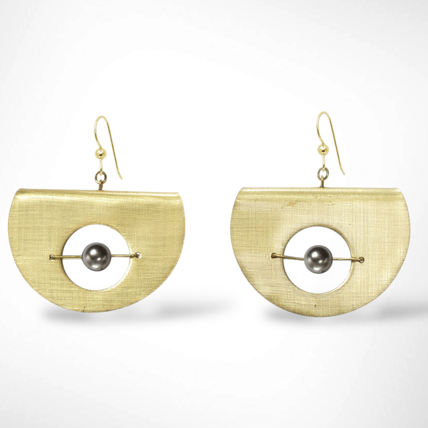AXIS FOLD Contemporary Metal Dangle Earrings with Suspended Stone from the LIMINAL Collection