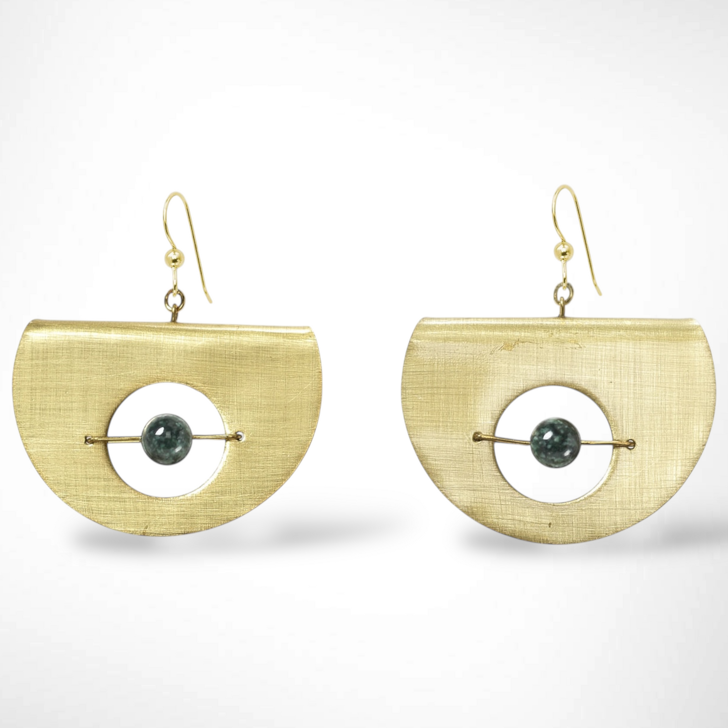 AXIS FOLD Contemporary Metal Dangle Earrings with Suspended Stone from the LIMINAL Collection