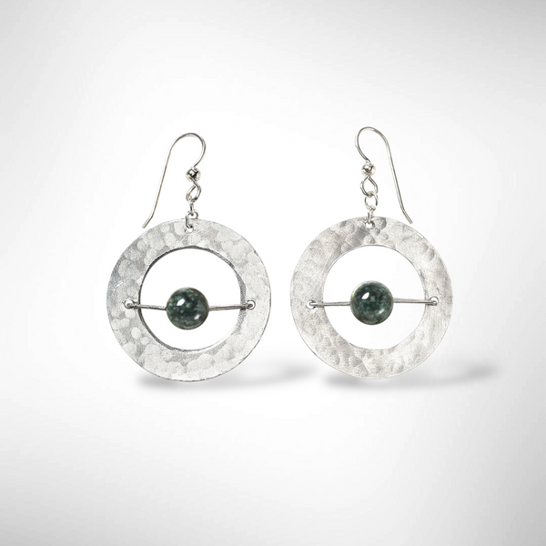 AXIS SMALL Contemporary Every Day Dangle Earrings with Suspended Stone from the LIMINAL Collection