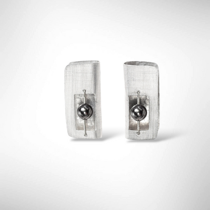 BOOK Long Rectangular Sculptural Post Earrings