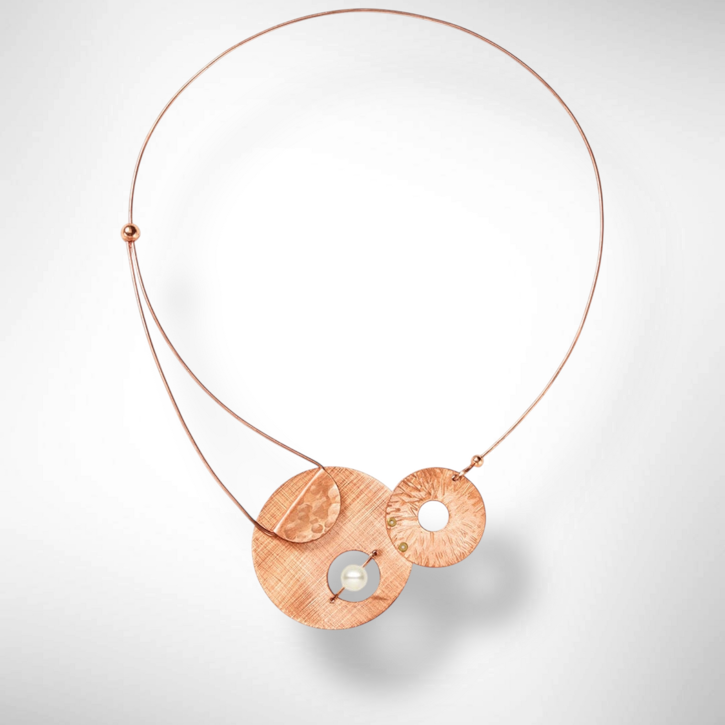 AXIS 2 Small Artistic Metal Statement Necklace with Front Closure from the LIMINAL Collection with Simulated Pearl or Jade option