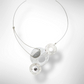AXIS 3 Flat Metal Statement Necklace with Simulated Pearl