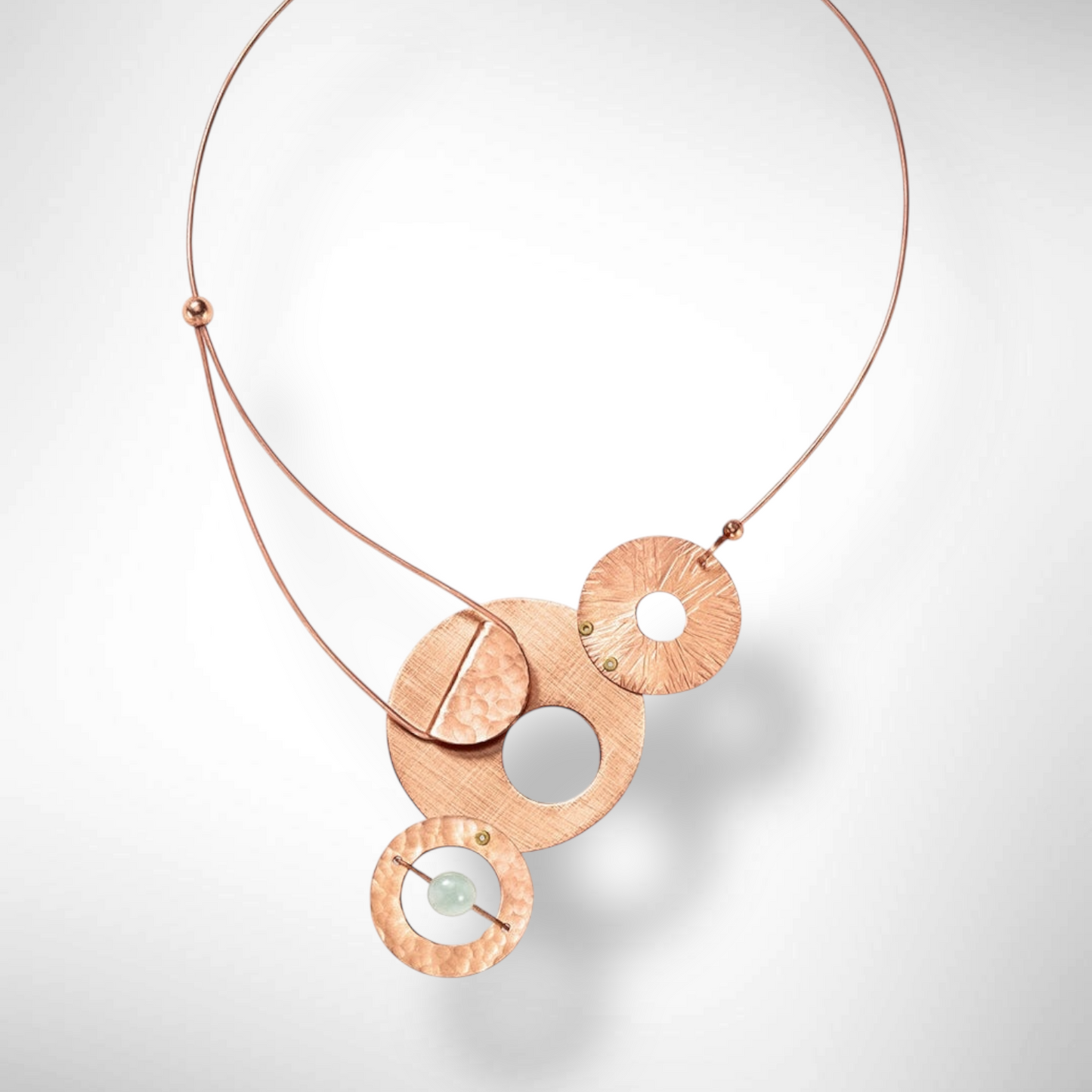 AXIS 3 Medium Sized Artistic Metal Statement Necklace with Front Closure from the LIMINAL Collection with Simulated Pearl or Jade option