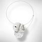 AXIS FOLD Medium Metal Focal Statement Necklace with Front Closure with Simulated Pearl