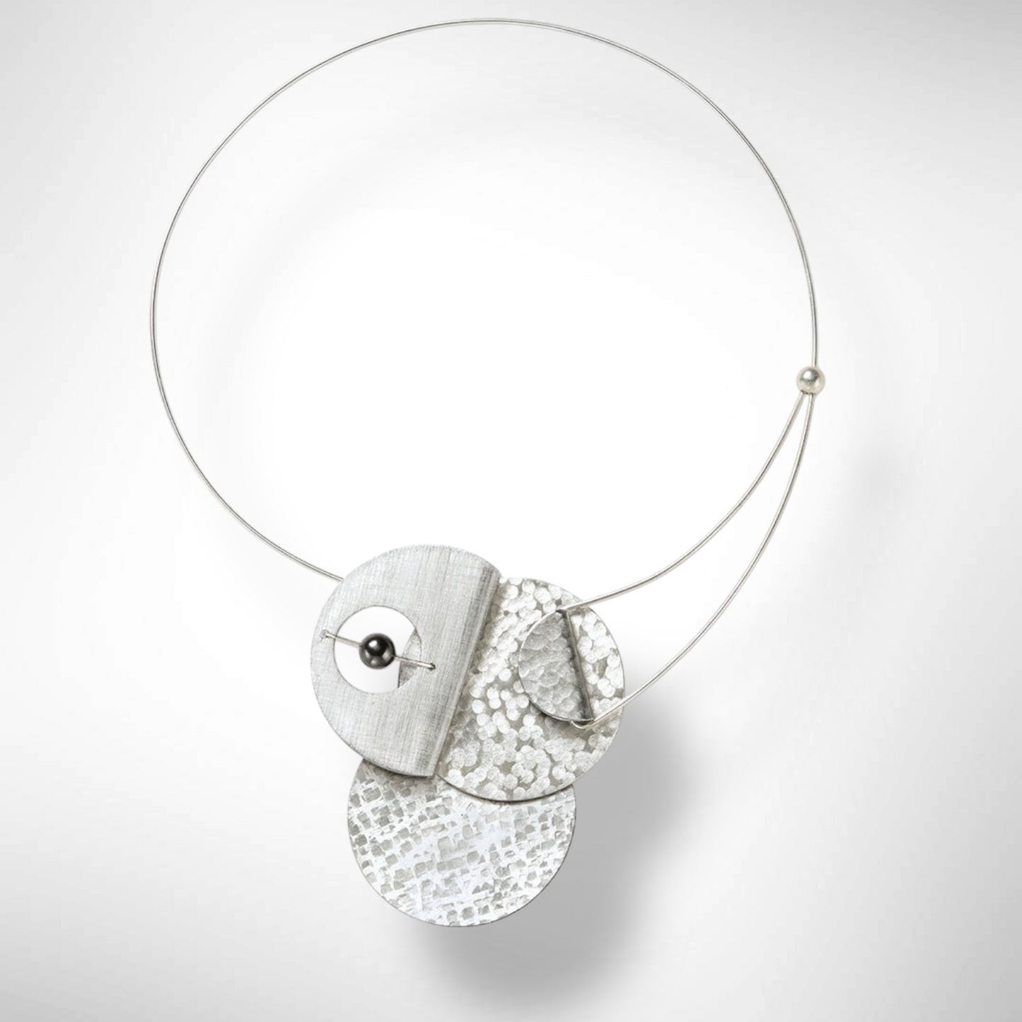 AXIS FOLD Medium Metal Focal Statement Necklace with Front Closure from the LIMINAL Collection with Simulated Pearl or Jade option