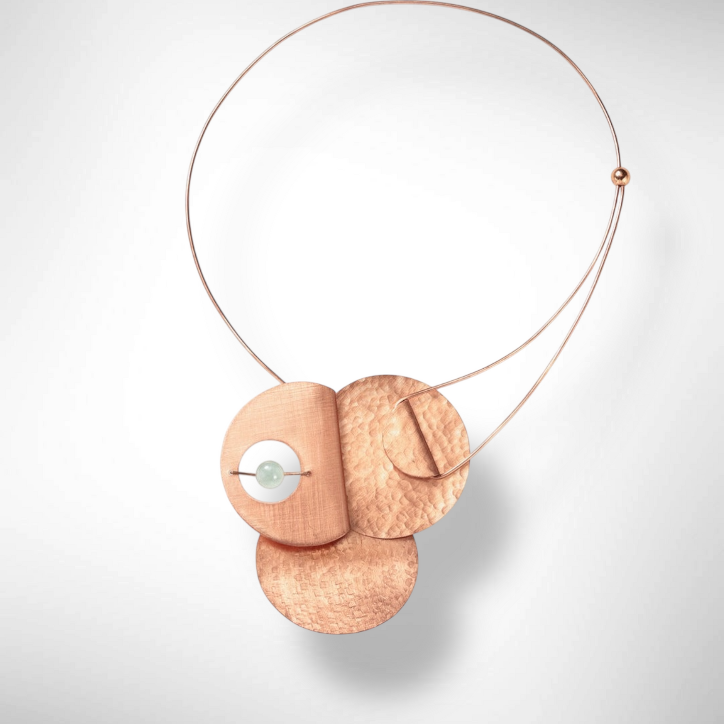 AXIS FOLD Medium Metal Focal Statement Necklace with Front Closure from the LIMINAL Collection with Simulated Pearl or Jade option