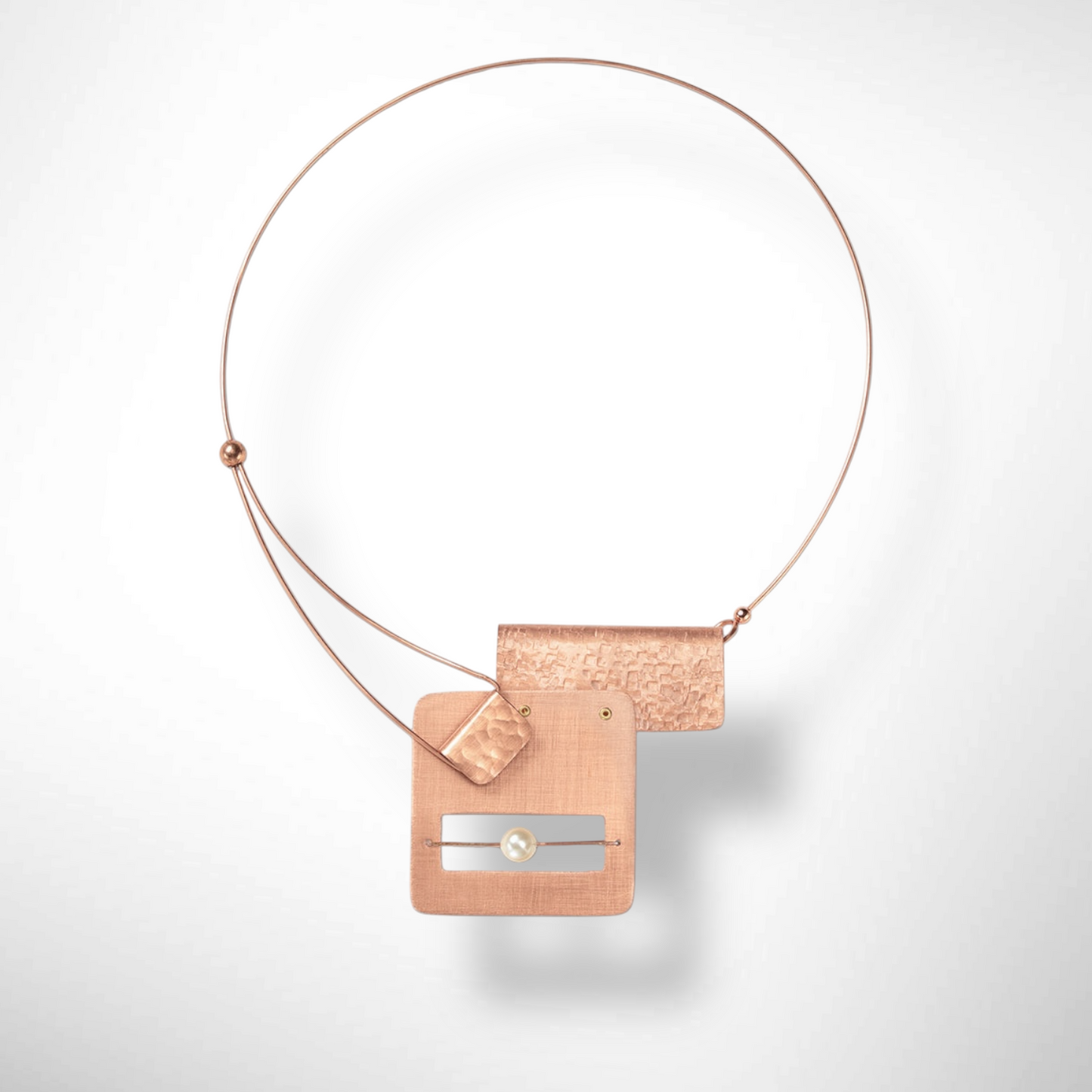 BOOK1 Front Clasp Square and Rectangle Metal Necklace