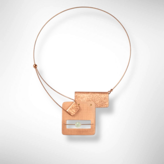 BOOK1 Front Clasp Square and Rectangle Metal Necklace