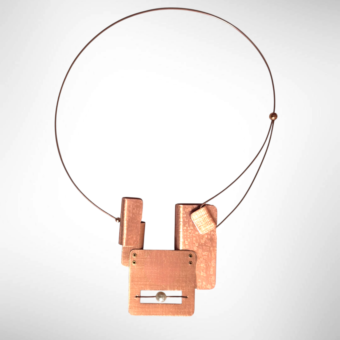 BOOK 4 Metal Statement Necklace with Front Closure from the SCULPTURAL Collection with Simulated Pearl or Jade option