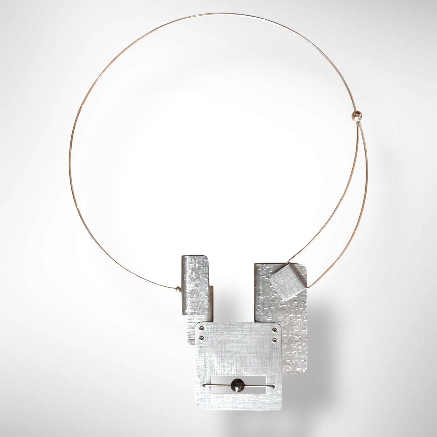 BOOK 4 Metal Statement Necklace with Front Closure from the SCULPTURAL Collection with Simulated Pearl or Jade option