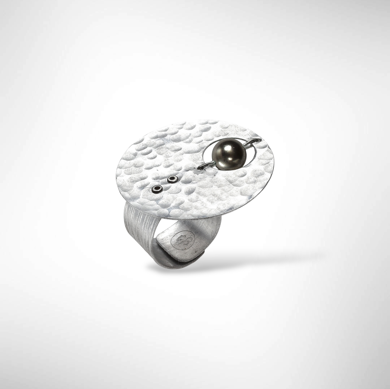 AXIS Cross Finger Adjustable Metal Ring with Suspended Bead from the LIMINAL COLLECTION