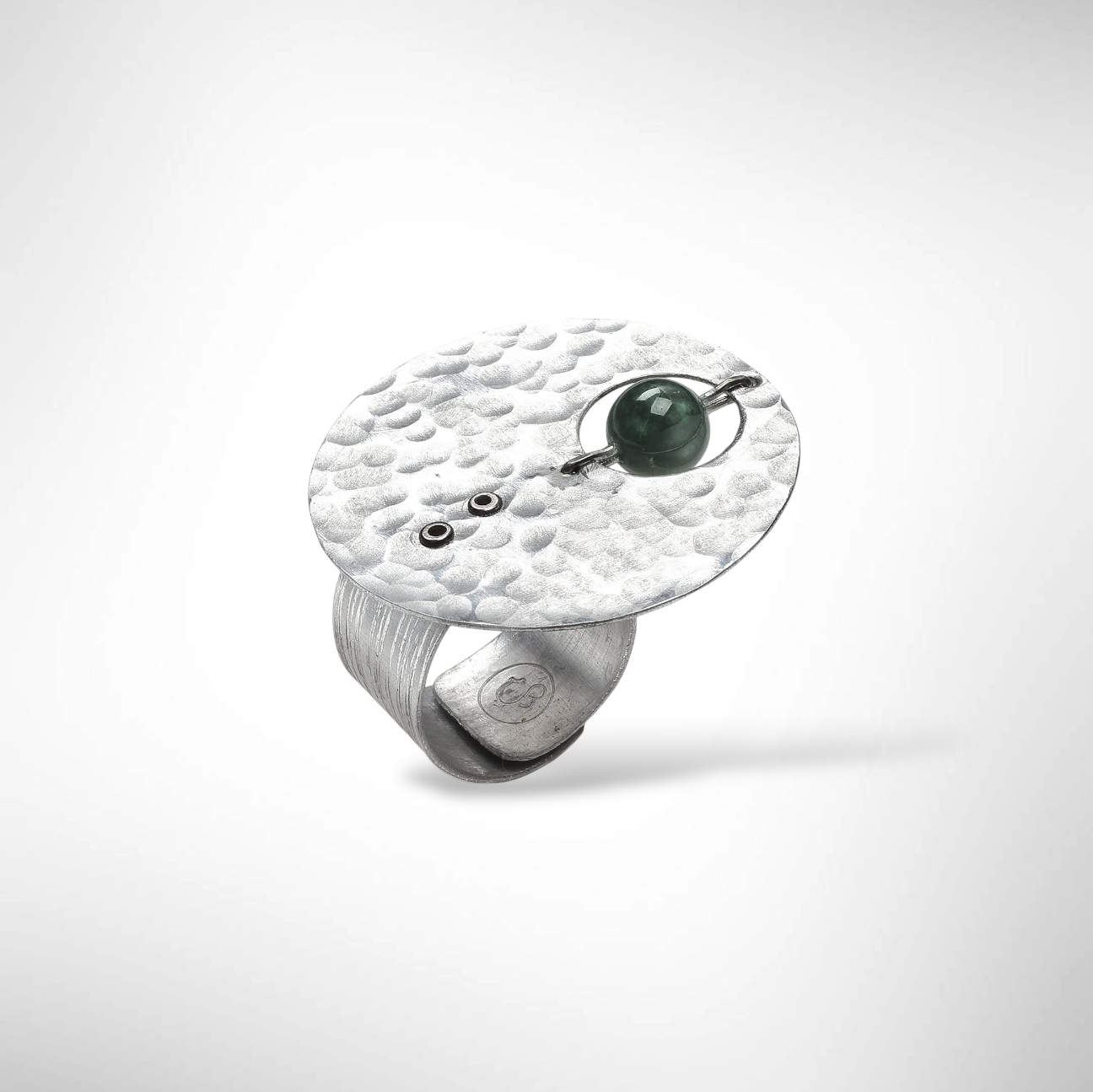 AXIS Cross Finger Adjustable Metal Ring with Suspended Bead from the LIMINAL COLLECTION