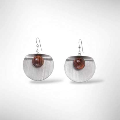 EDITA Folded Metal and Sustainably Harvested Wood Earrings