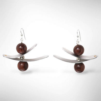 OLIVIA Zig Zag Metal and Sustainably Harvested Wood Earrings