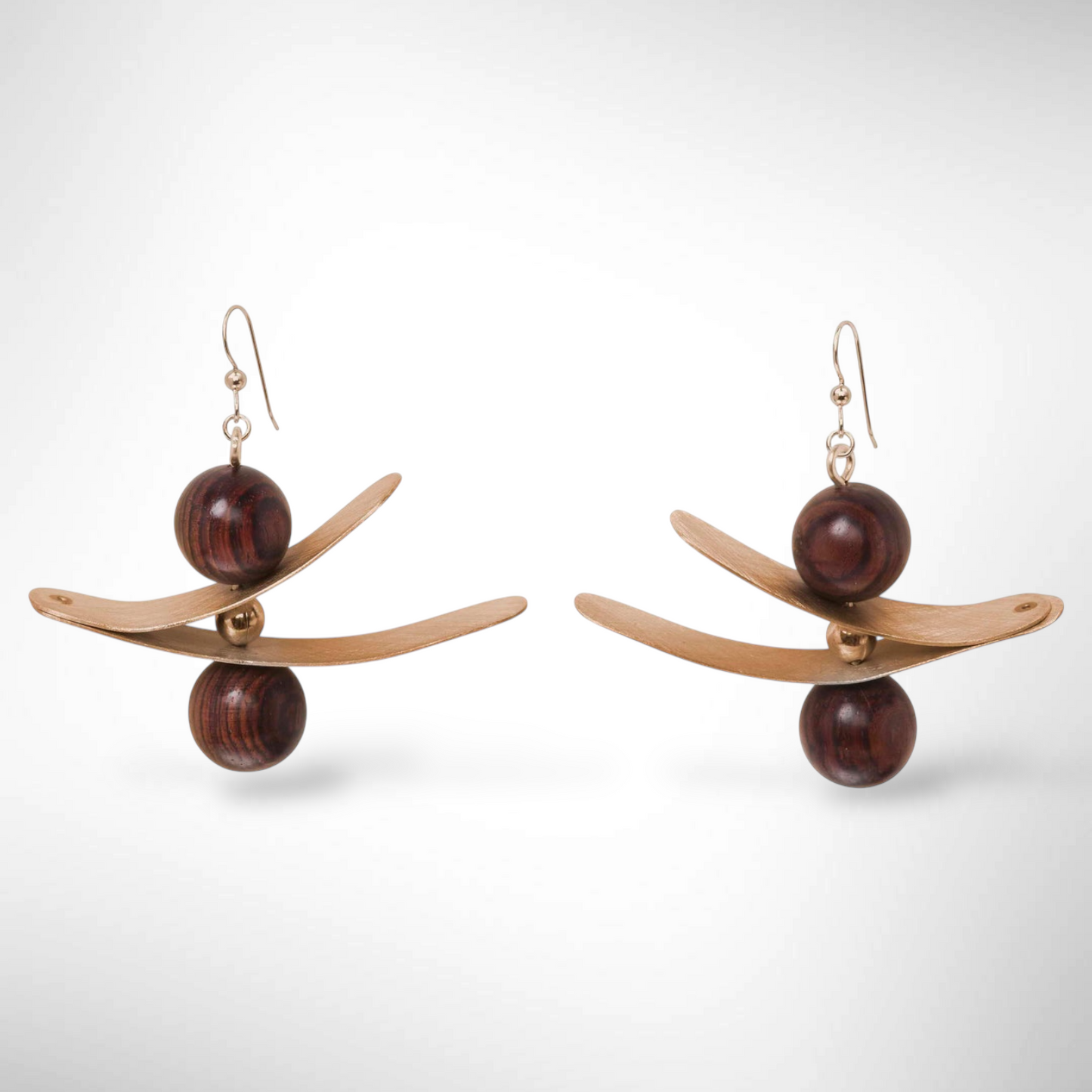 OLIVIA Zig Zag Metal and Sustainably Harvested Wood Earrings