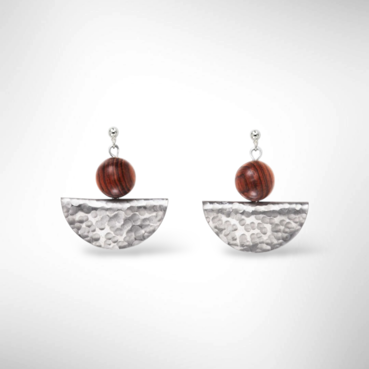 SILVIA Popular Half Circle Organic Wood and Metal Earrings