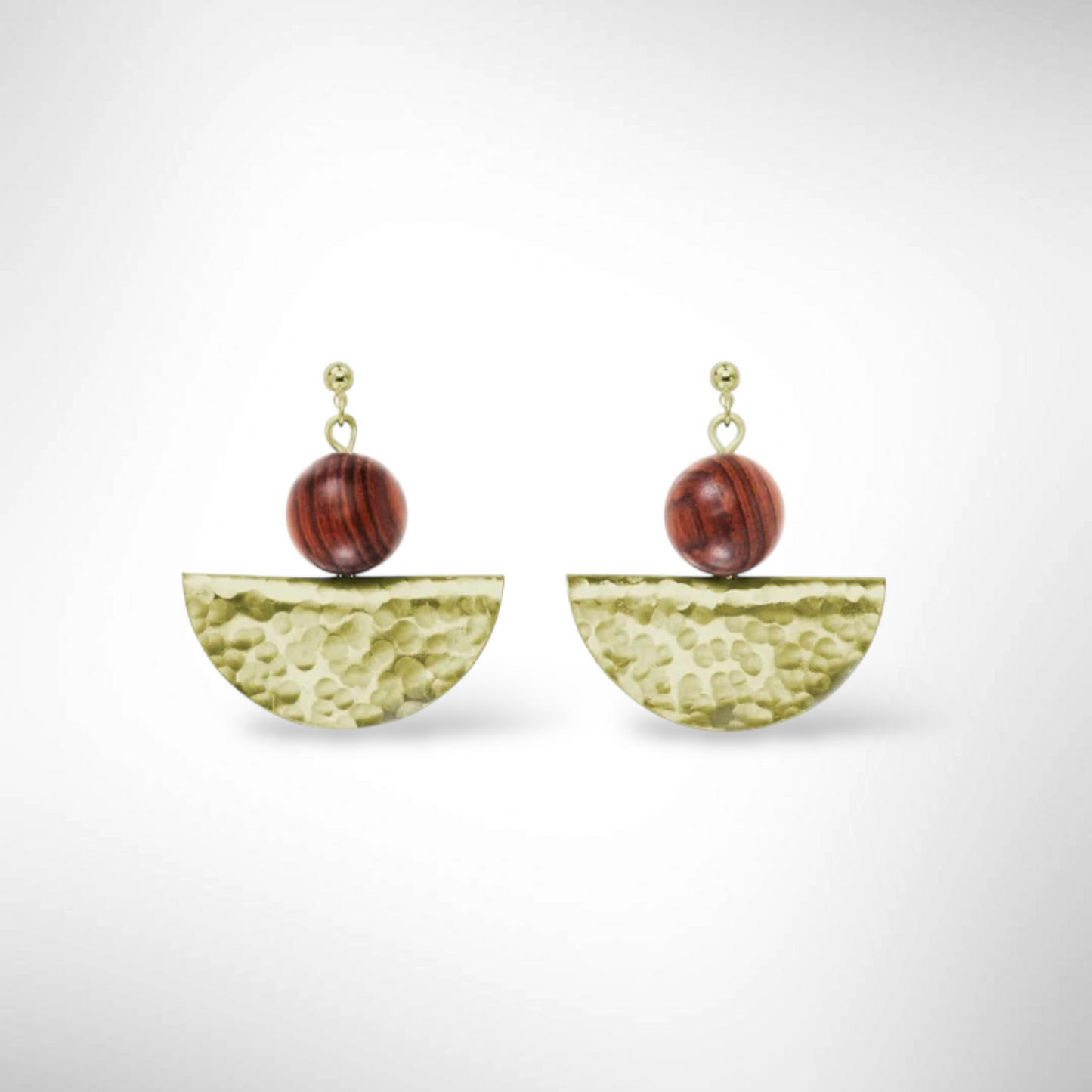 SILVIA Popular Half Circle Organic Wood and Metal Earrings