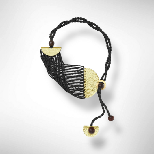 DOLORES Adjustable, Fold over, Thread and Wood Necklace