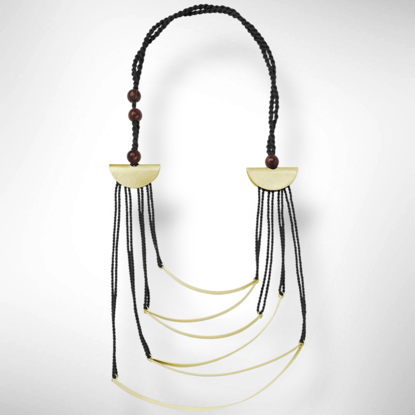 FILOMENA Long, Over the Head, Organic Textile and Wood Necklace