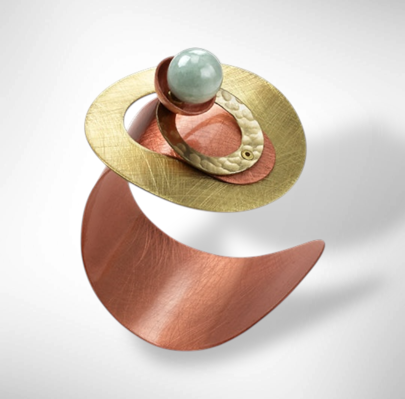GEOMETRIC STUDIES | FLOWER Stunning Multi-dimensional Cuff with Jade