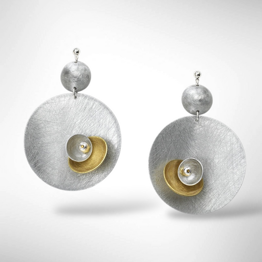 BLOSSOM Large Silvertone Light Weight Statement Earrings with accent bead options from the SCULPTURAL Collection