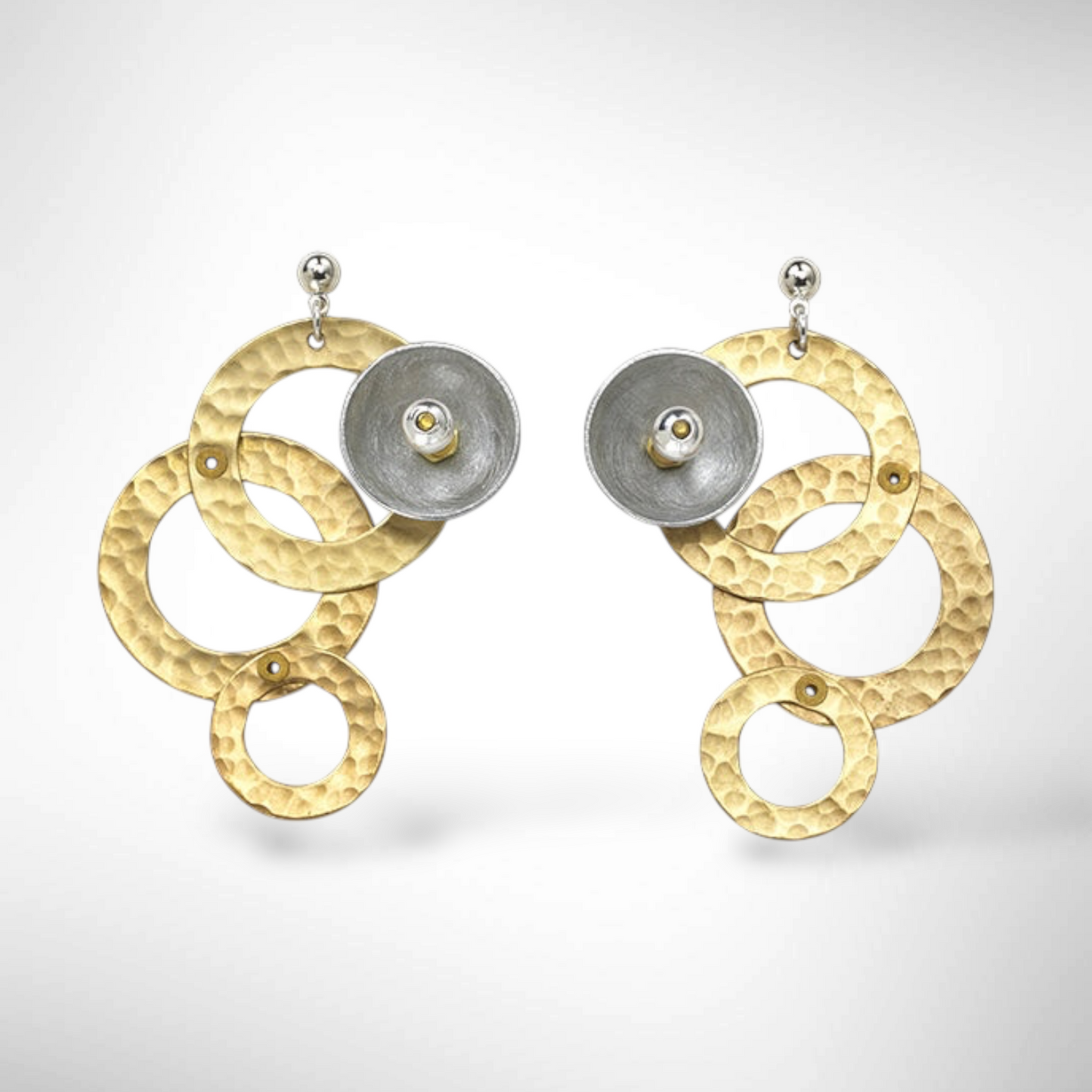 BROOK Dramatic Gold and Silvertone Post Earrings with Accent Bead Options from the SULPTURAL COLLECTION