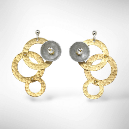 BROOK Dramatic Gold and Silvertone Post Earrings with Accent Bead Options from the SULPTURAL COLLECTION