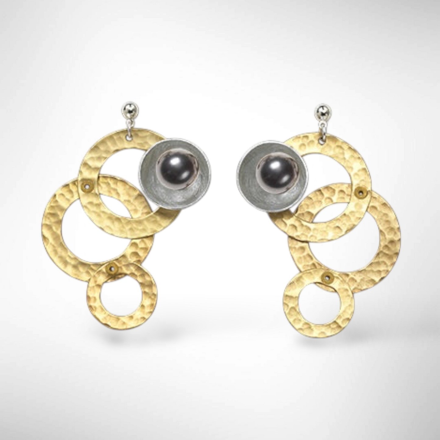 BROOK Dramatic Gold and Silvertone Post Earrings with Accent Bead Options from the SULPTURAL COLLECTION