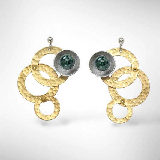 BROOK Dramatic Gold and Silvertone Post Earrings with Accent Bead Options from the SULPTURAL COLLECTION