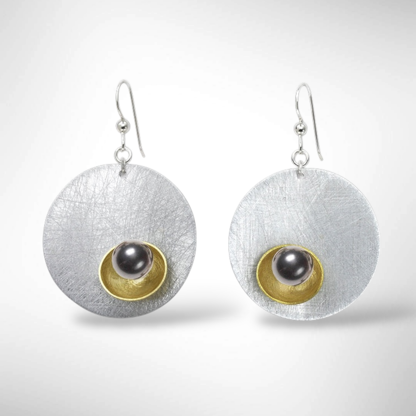 BUD Modern Round Earrings in 3 metals with 3 accent bead options from the SULPTURAL Collection.