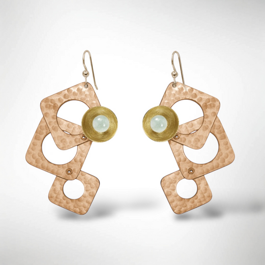 GROW LONG 3 Piece Angular Dangle Earrings with metal and bead options from the SCULPTURAL Collection