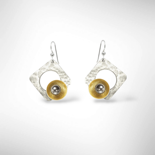 GROW Super Popular Small Angular Dangle Earrings with metal and bead options from the SCULPTURAL Collection