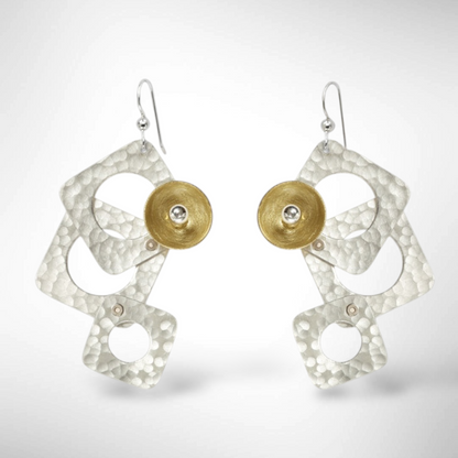 GROW LONG 3 Piece Angular Dangle Earrings with metal and bead options from the SCULPTURAL Collection