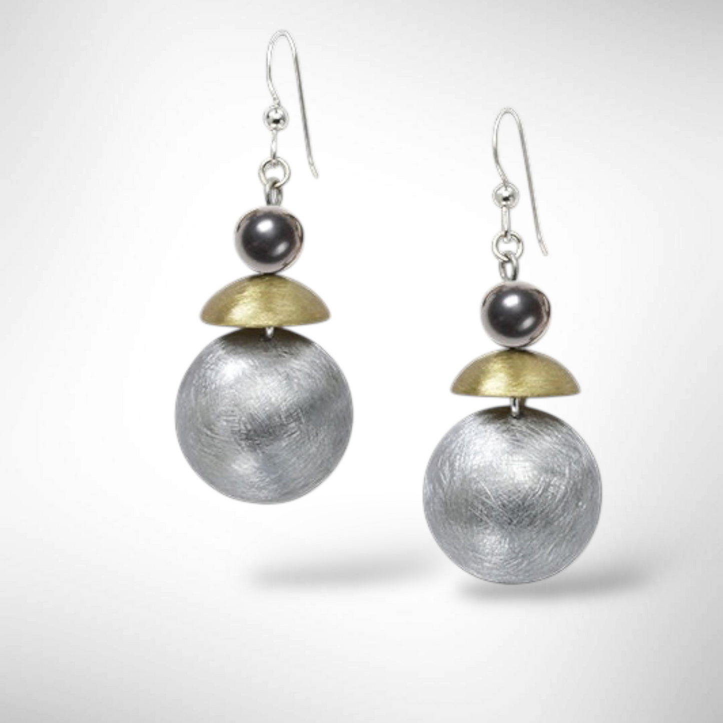 POND Playful Go-To Mixed Metal Dangle Earrings with Metal and Accent Bead Options from the SCULPTURAL Collection