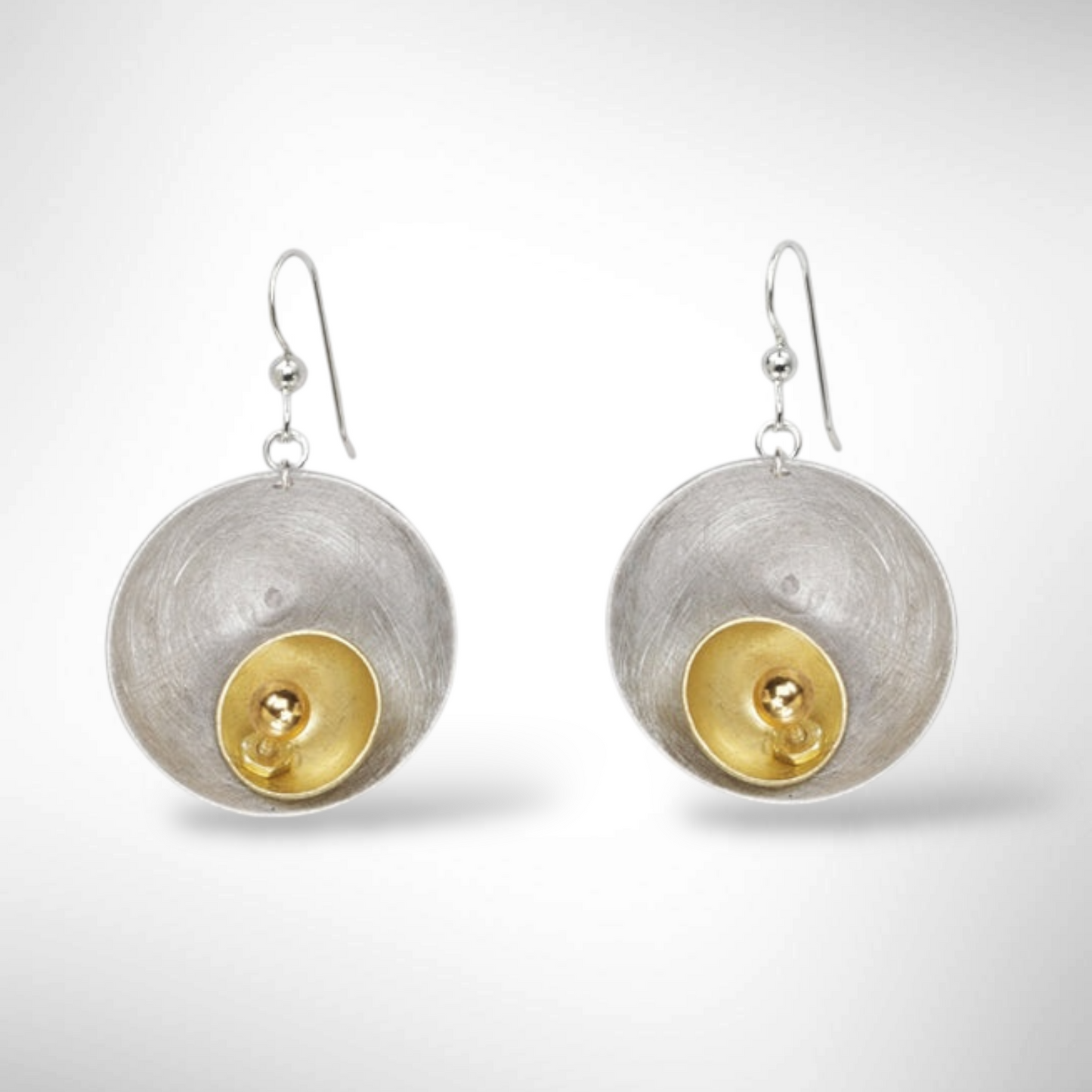 SPARK Striking Dome Shaped Mixed Metal Earrings with Metal and Accent Bead Options from the SCULPTURAL Collection