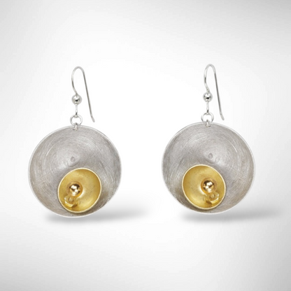 SPARK Striking Dome Shaped Mixed Metal Earrings with Metal and Accent Bead Options from the SCULPTURAL Collection