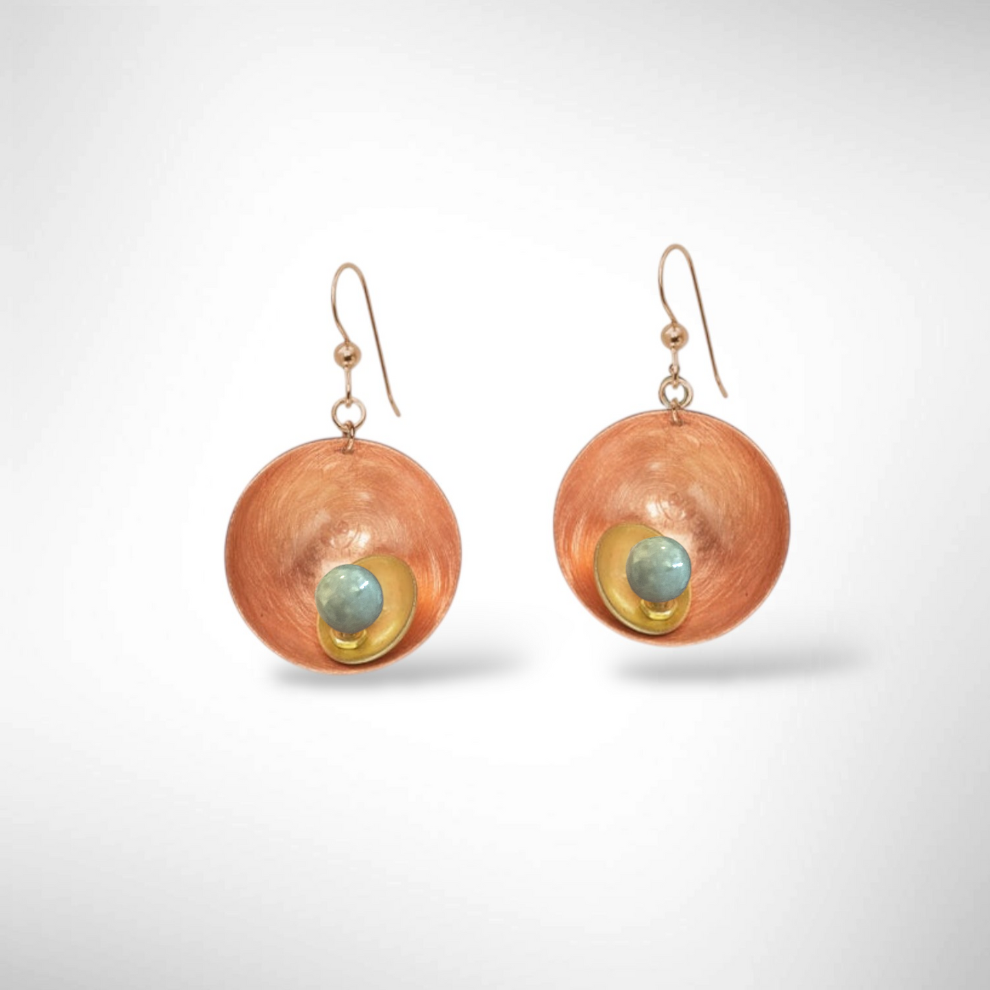 GEOMETRIC STUDIES | SPARK Mixed Metal Cup Earrings with Jade