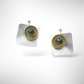 SPRAY Striking Curved Square Mixed Metal Post Earrings with Metal and Accent Bead Options from the SCULPTURAL Collection