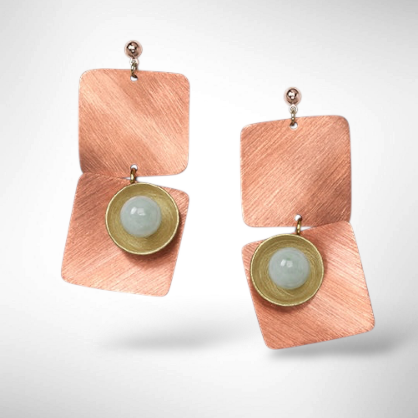 SPRAY LONG Curved Squares Mixed Metal Post Earrings