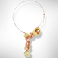 CLOUD Asymmetrical Dangling Mixed Metal Statement Necklace with Front Closure from the SCULPTURAL Collection with Simulated Pearl or Jade option