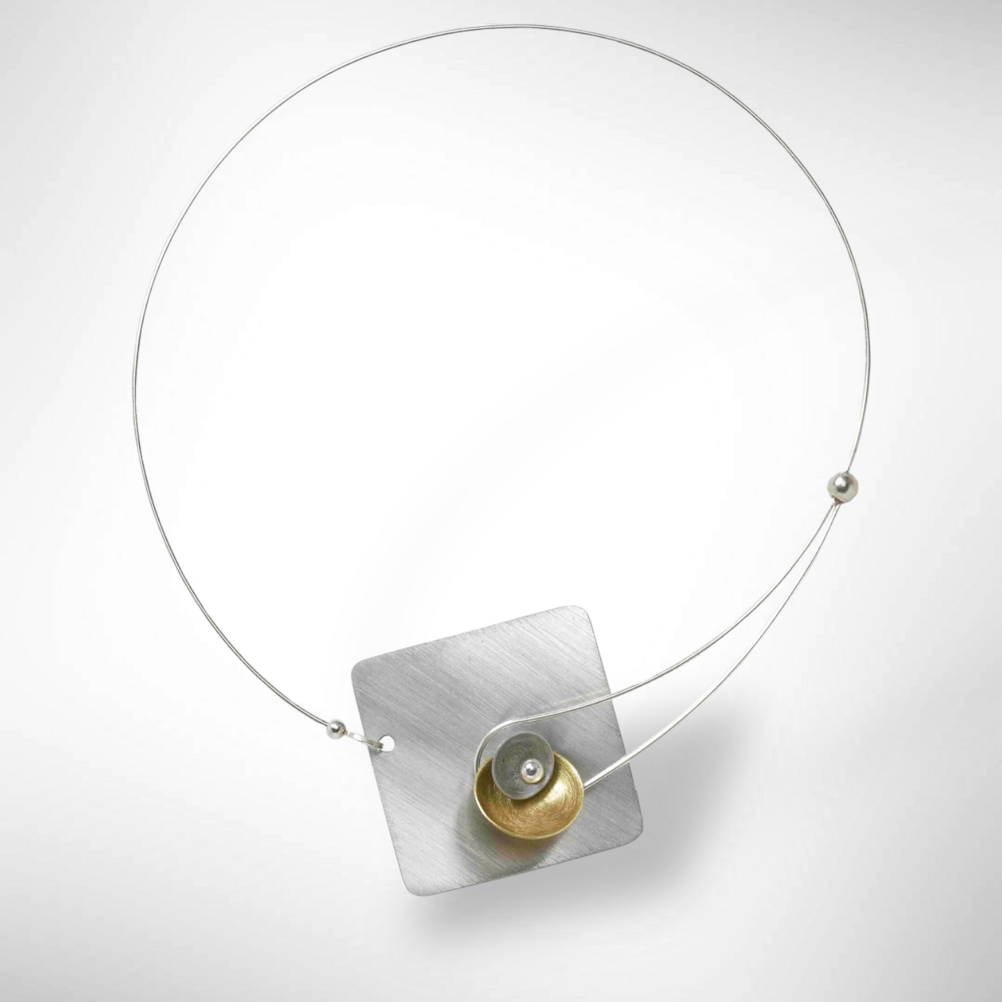 DAWN Best Selling Small Angular Metal Necklace from the SCULPTURAL Collection with Simulated Pearl or Jade option