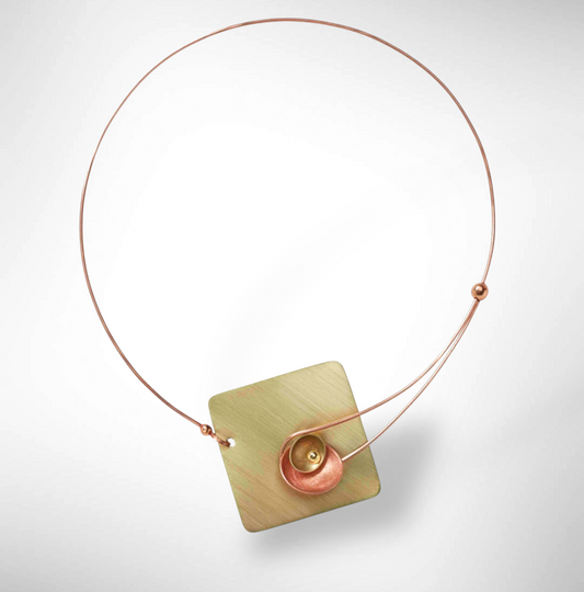 DAWN Best Selling Small Angular Metal Necklace from the SCULPTURAL Collection with Simulated Pearl or Jade option