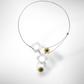 GROW Small Cubic Mixed Metal Necklace from the SCULPTURAL Collection with Simulated Pearl or Jade option