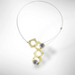 GROW Small Cubic Mixed Metal Necklace from the SCULPTURAL Collection with Simulated Pearl or Jade option
