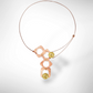GROW Small Cubic Mixed Metal Necklace from the SCULPTURAL Collection with Simulated Pearl or Jade option