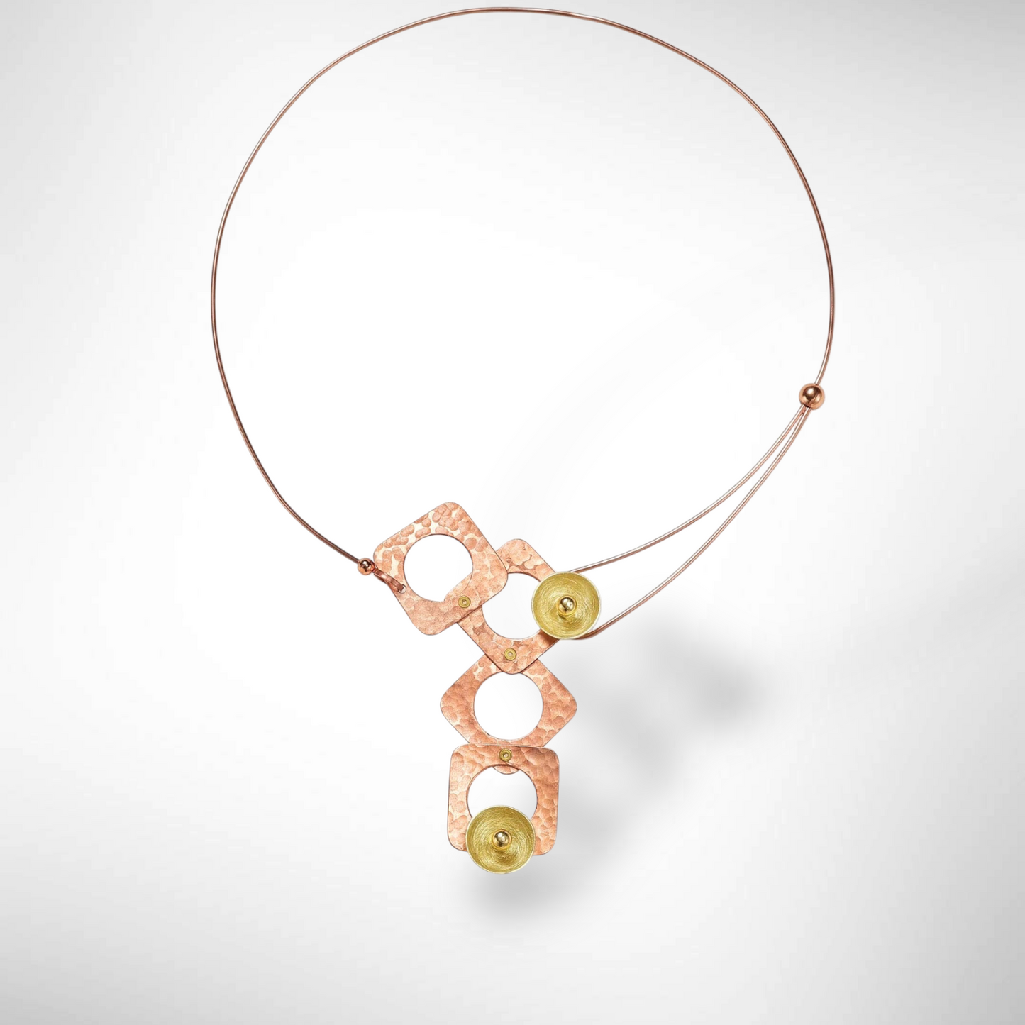 GROW Small Cubic Mixed Metal Necklace from the SCULPTURAL Collection with Simulated Pearl or Jade option