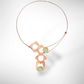 GROW Small Cubic Mixed Metal Necklace from the SCULPTURAL Collection with Simulated Pearl or Jade option
